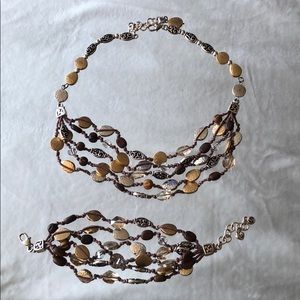 Brown & gold necklace/bracelet set.